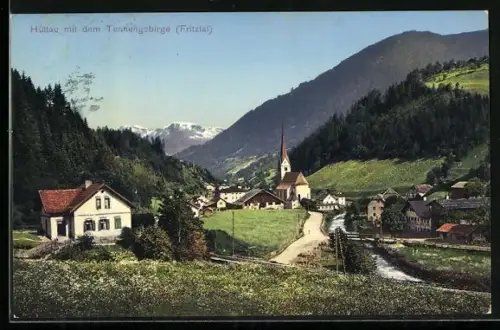 AK Hüttau /Fritztal, Ortsansicht mit Tennengebirge