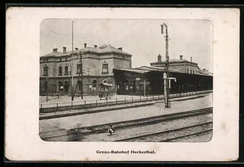 AK Herbesthal, Blick auf den Grenz-Bahnhof