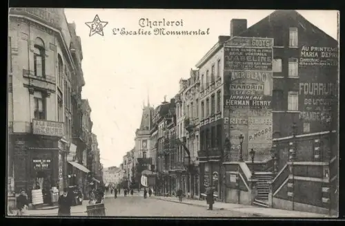 AK Charleroi, L`Escalier Monumental