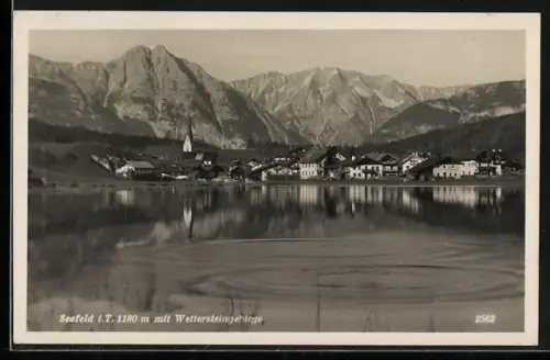 AK Seefeld, Ortsansicht mit Wettersteingebirge