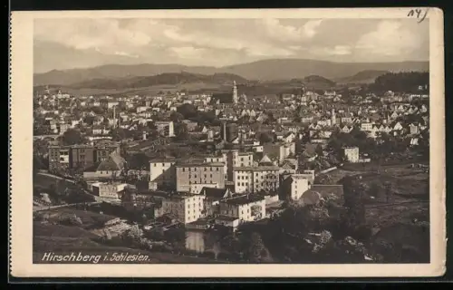 AK Hirschberg, Panoramablick vom Berg