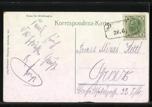 AK Judenburg, Teilansicht mit Kirche vom Kalvarienberg aus