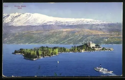 AK Isola di Garda, Villa Borghese, Monte Baldo, Panorama