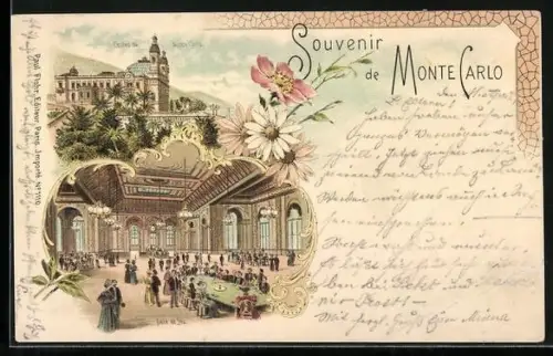 Lithographie Monte Carlo, Casino de Monte Carlo, Salle de Jeu