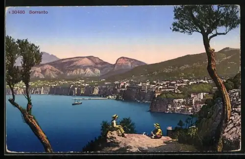 AK Sorrento, Ortsansicht mit Meerblick