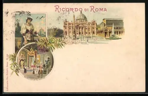 Lithographie Roma, San Pietro, Basilica di S. Pietro
