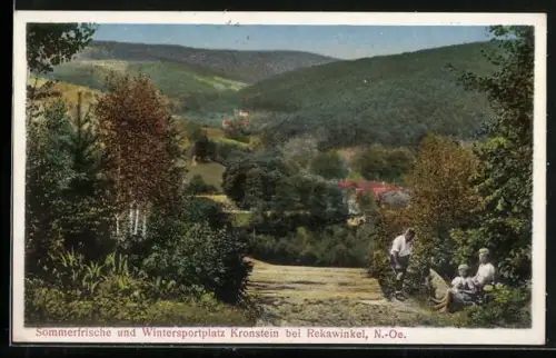 AK Sieghartskirchen, Kronstein bei Rekawinkel, Restaurant von Carl Haubner, Blick auf den Ort