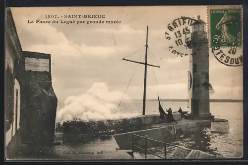 AK Saint-Brieug, Le Phare du Légué par grande marée