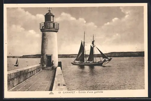 AK Camaret, Entrée d`una goéletta