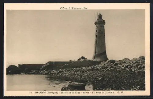 AK St-Malo /Côte d`Emeraude, Entrée de la Rade, Phare Le Tour du Jardin