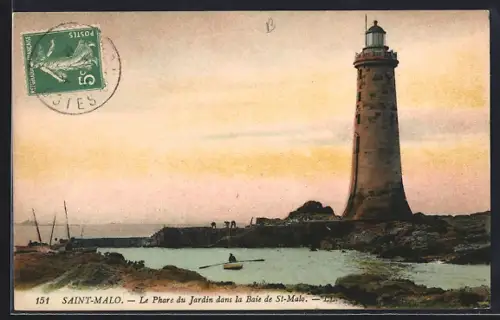 AK Saint-Malo, Le Phare du Jardin dans la Baie