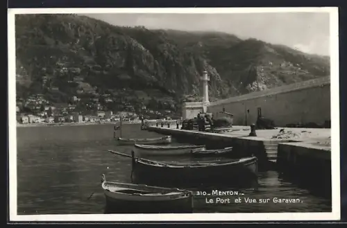 AK Menton, Hafen und Leuchtturm