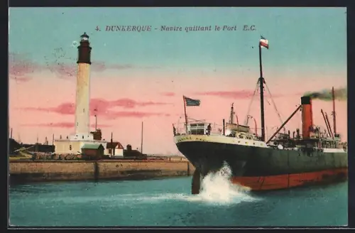 AK Dunkerque, Navire quittant le Port