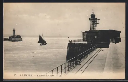 AK Le Havre, L`Entree du Port, Leuchtturm