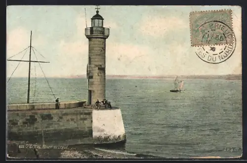 AK St. Brieuc, Phare du Legue, Leuchtturm an Küste mit Meerblick