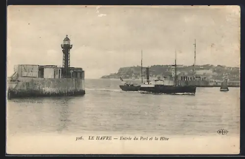 AK Le Havre, Entrée du Port et la Hève, Leuchtturm