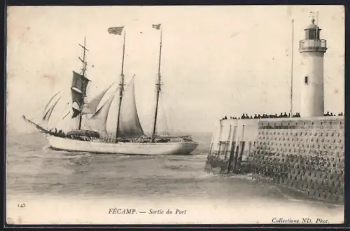 AK Fécamp, Sortie du Port, Leuchtturm