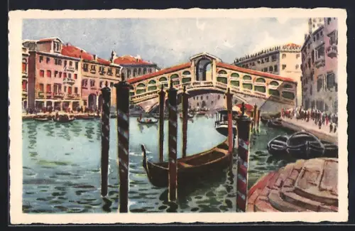 Künstler-AK Venezia, Ponte di Rialto