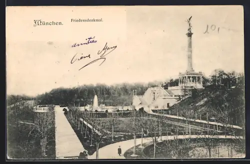 AK München, Friedensdenkmal mit Denkmal