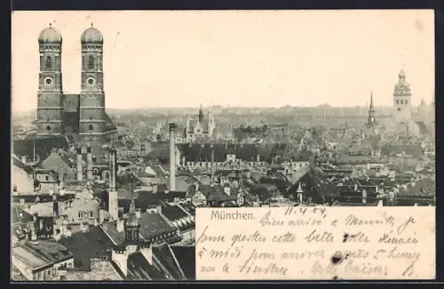 AK München, Teilansicht mit Frauenkirche