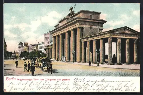 AK Berlin, Brandenburger Tor vom Tiergarten aus gesehen