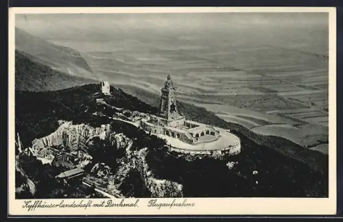 AK Kyffhäuser, Landschaft mit Denkmal, Fliegeraufnahme