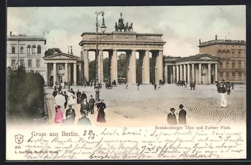 AK Berlin, Brandenburger Tor und Pariser Platz