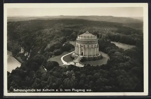 AK Kelheim a. D., Befreiungshalle, Fliegeraufnahme