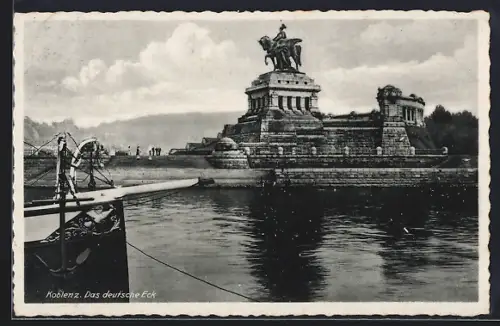 AK Koblenz, Das deutsche Eck mit Denkmal