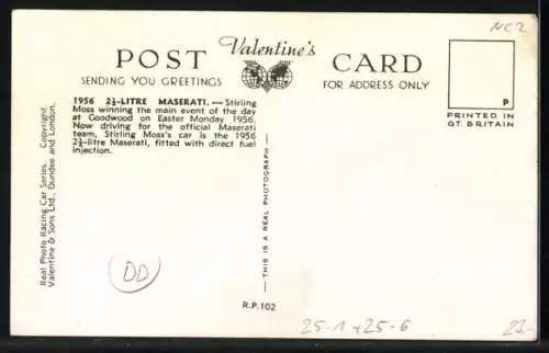 AK 2 1/2 Litre Maserati, Stirling Moss winning the main event of the day at Goodwood 1956