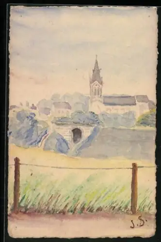 Künstler-AK Handgemalt: St. Jean la Ruelle, L`Église