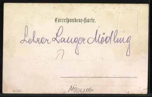 Foto-AK Mödling, Lehrer Langer in Uniform zu Pferd