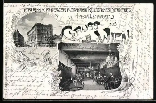 AK Wien, Hermann Kirnberger`s Restaurant Kulmbacher Bierkeller, Hofstallstrasse 3