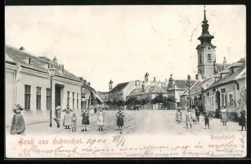 AK Schwechat, Kinder auf dem Hauptplatz