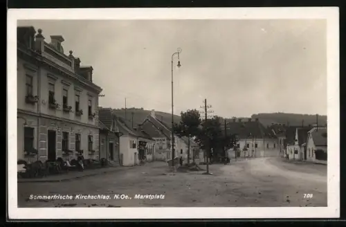 AK Kirchschlag /N. Oe., Hotel, Benzin- und Oelstation, Marktplatz