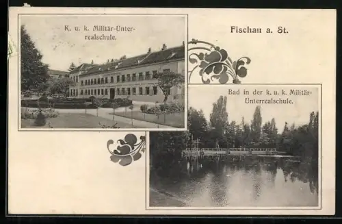 AK Fischau-Bad a. d. Schneebergbahn, K. u. K. Militär-Unterrealschule
