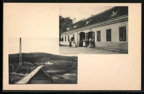 AK Bad Erlach, Gasthaus Matthias Kathinger, Blick auf das Ziegelwerk