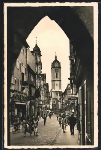 AK Jena, Johannisstrasse mit Geschäften