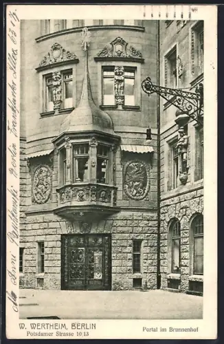 AK Berlin-Tiergarten, Kaufhaus W. Wertheim, Potsdamer Strasse 10-13, Portal im Brunnenhof