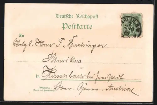 Lithographie Kyffhäuser, Totale mit Sittendorf, Kaiser Wilhelm-Denkmal