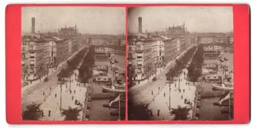 Stereo-Fotografie unbekannter Fotograf, Ansicht Hamburg, Blick auf den Jungfernstieg