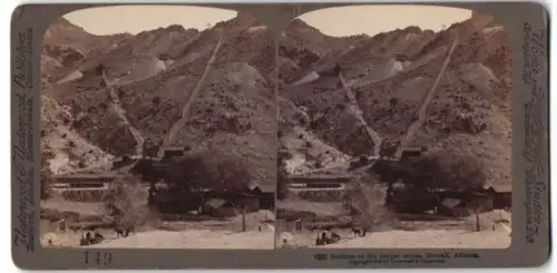 Stereo-Fotografie Underwood & Underwood, New York, Ansicht Metcalf / AZ, Blick auf die Kupfermine, Copper Mines