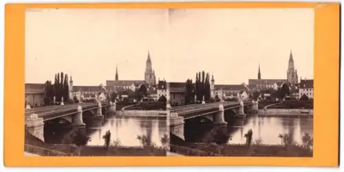 Stereo-Fotografie unbekannter Fotograf, Ansicht Konstanz, Blick über die Brücke nach der Kirche