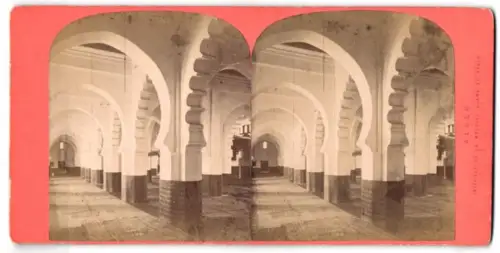 7 Stereo-Fotografien Ansicht Alger / Algier, Notre Dame d`Afrique, Statue Marechal Bugeaud, Interieur de Mosquee
