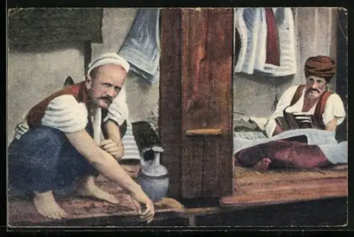 AK Mohamedanischer Kaufmann bei der Waschung vor dem Gebet