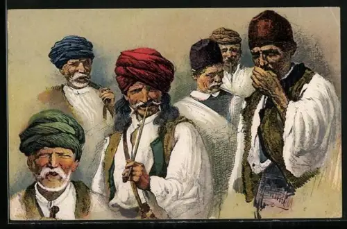 Künstler-AK Bosnische Bauern