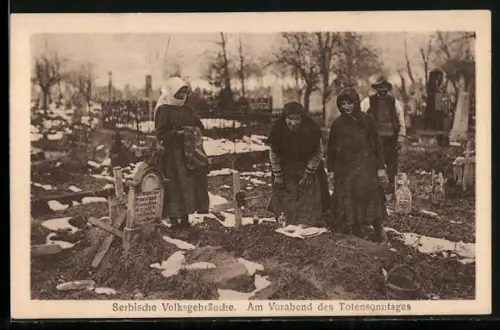 AK Serbien, Serbische Volksgebräuche, Am Vorabend des Totensonntages