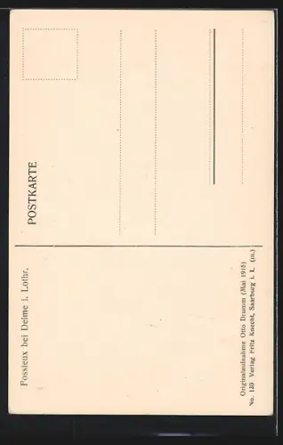 AK Fossieux /Delme, Vue des ruines après destruction