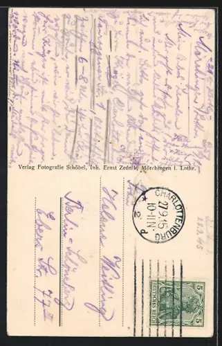 AK Conthil, Villa détruite par des obus après la bataille, août 1914