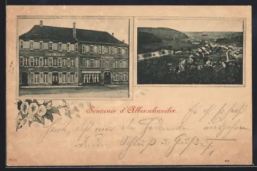 AK Alberschweiler, Hôtel et vue panoramique du village et de la rivière